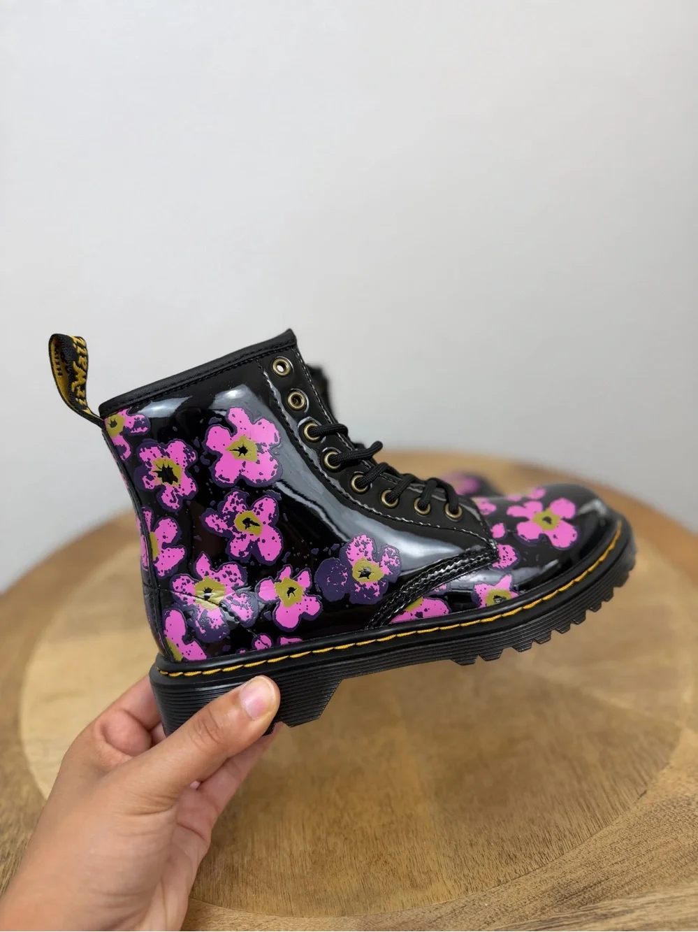 •Dr Martens • 1460 Pansy Patent Leather Lace Up Boot Size 2Y